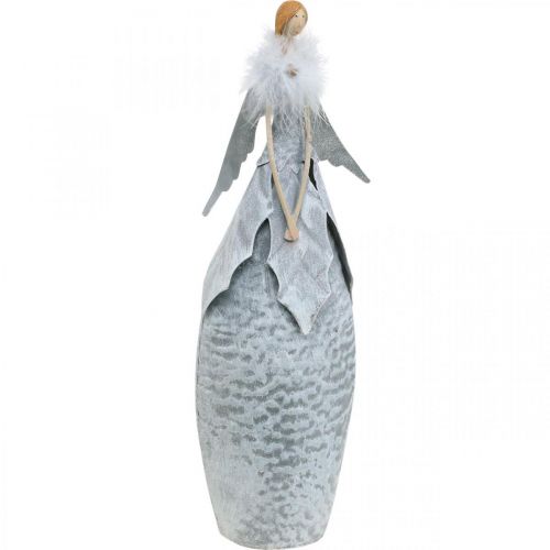 Floristik24 Figurine décorative d&#39;ange avec boa de plumes décoration métal gris Noël 38cm