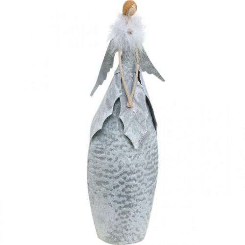 Floristik24 Figurine décorative d'ange avec boa de plumes décoration métal gris Noël 38cm