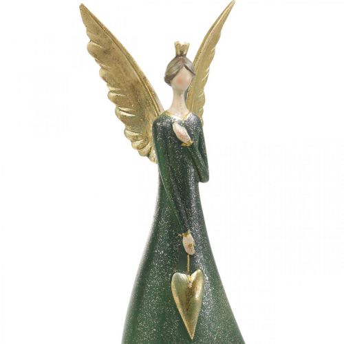 Floristik24 Déco figurine ange vert ange de Noël avec coeur doré H41cm