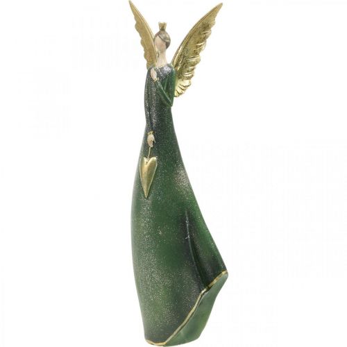 Floristik24 Déco figurine ange vert ange de Noël avec coeur doré H41cm