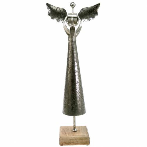 Floristik24 Déco ange en métal sur socle en bois H58cm