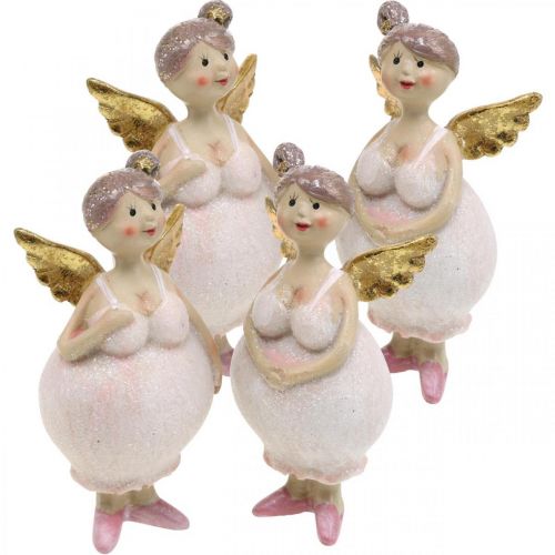 Floristik24 Décoration de table ange rose figurine de décoration Noël 4,5 × 3,5 × 9,5cm 4pcs