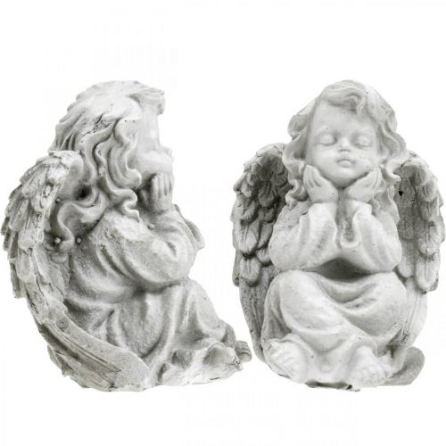 Floristik24 Figurine d'ange petite décoration funéraire figure de jardin gris H9cm 3 pcs