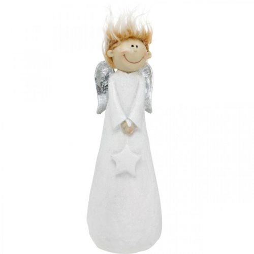 Floristik24 Figurine d'ange décorative Noël avec étoile blanche 10 × 8 × 28,5cm