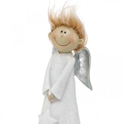 Floristik24 Figurine d'ange décorative Noël avec étoile blanche 10 × 8 × 28,5cm