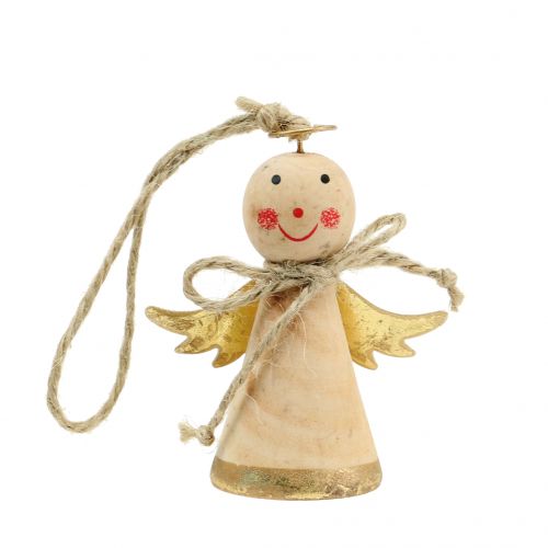 Ange à suspendre naturel, doré 8cm 4 pcs