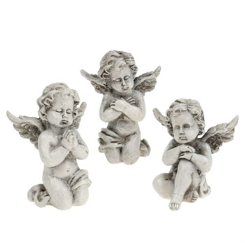 Floristik24 Figurines d&#39;ange gris 9cm 3 pcs