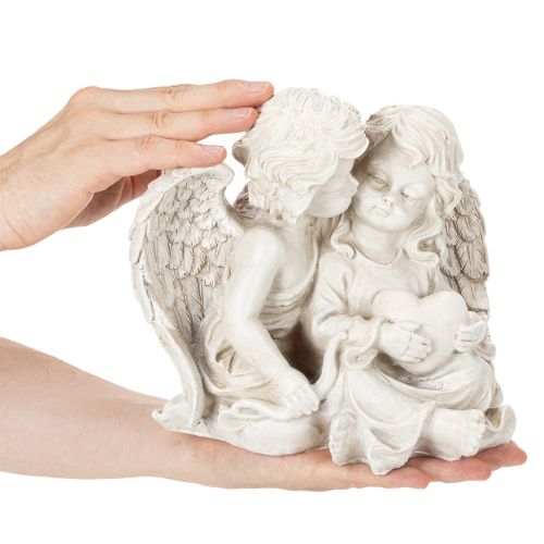 Décoration d'anges pour enfants, couple d'anges avec sculpture de cœur, 24 cm | Floristik24.be