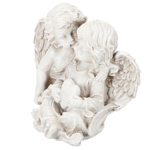 Décoration d'anges pour enfants, couple d'anges avec sculpture de cœur, 24 cm | Floristik24.be