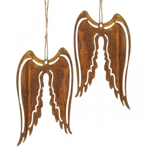 Floristik24 Ailes d&#39;ange métal déco cintre patine décoration 19,5cm 3pcs