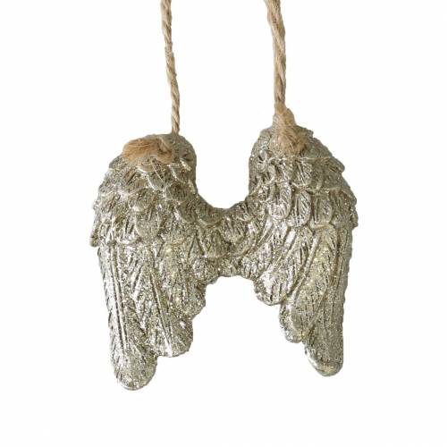 Floristik24 Ailes d&#39;ange à suspendre en paillettes d&#39;or 5cm × 5,2cm 12pcs