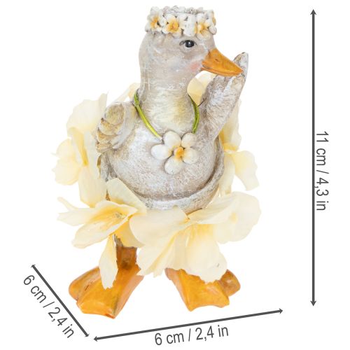 Article Figurine décorative de canard en robe à fleurs, accessoire de décoration printanier ou estival, 11 cm, lot de 2.