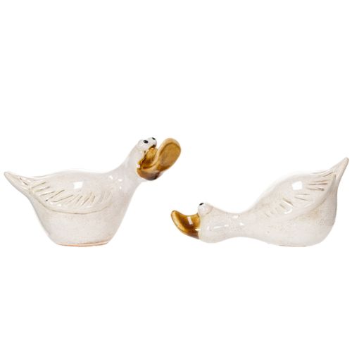 Article Figurines de canards en céramique, 13 cm, lot de 2, pour la décoration de la maison et du jardin.