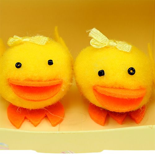 Floristik24 Set de décoration floqué jaune canard 5cm