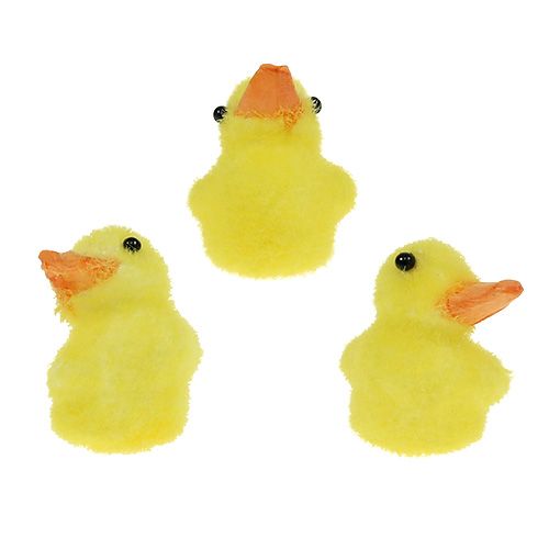 Floristik24 Petit canard 4cm floqué jaune 12P