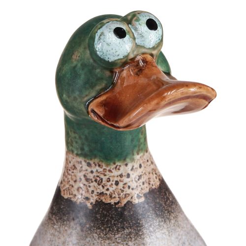 Floristik24 Canards déco céramique Marron Vert Canard assis 17,5cm 2pcs