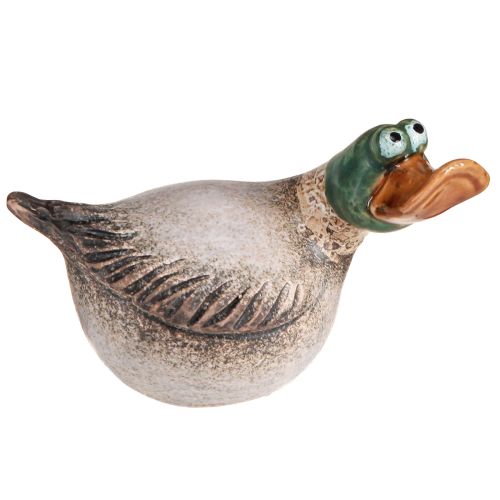Floristik24 Canards déco en céramique printemps Marron Vert 15cm 2pcs