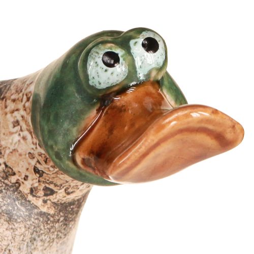 Floristik24 Canards déco en céramique printemps Marron Vert 15cm 2pcs