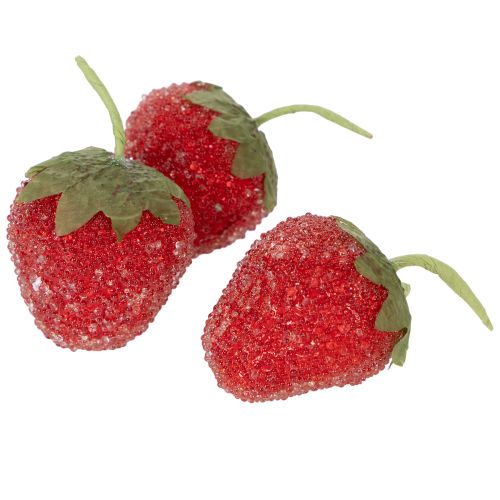 Fraises artificielles décoratives pour intérieurs élégants et fêtes, 4 cm, lot de 24.