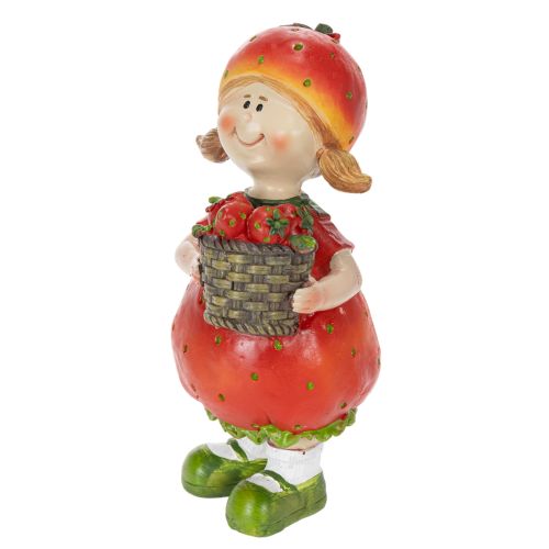 Article Figurine décorative « Fille aux fraises » pour la décoration estivale, adorable statuette pour le salon et le balcon, 18 cm