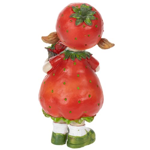Article Figurine décorative « Fille aux fraises » pour la décoration estivale, adorable statuette pour le salon et le balcon, 18 cm