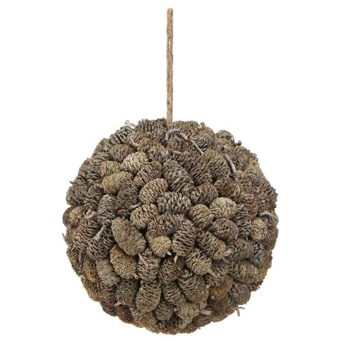 Article Boule décorative en cône d'aulne à suspendre, blanchie à la chaux, 20 cm