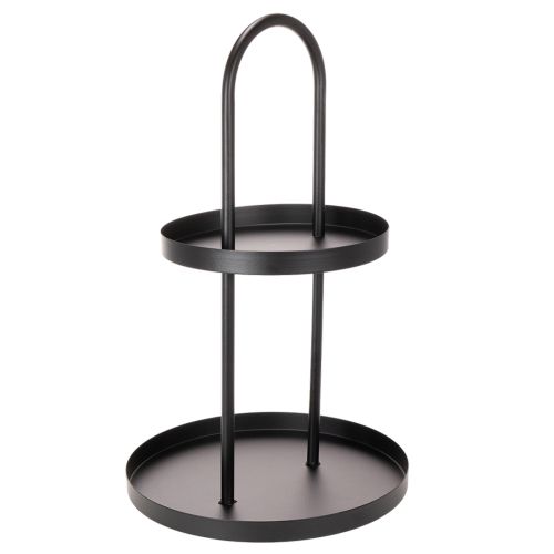 Plateau décoratif rond en métal à deux niveaux, 58 cm