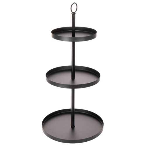 Présentoir de service rond en métal à trois niveaux pour la décoration de table à plusieurs étages, 61 cm