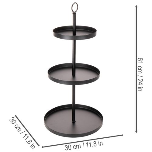 Présentoir de service rond en métal à trois niveaux pour la décoration de table à plusieurs étages, 61 cm | Floristik24.be