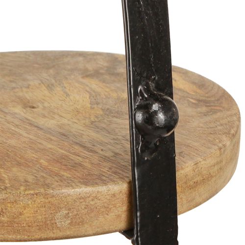 Article Décoration 3 étages en bois noir naturel Ø30cm H52cm