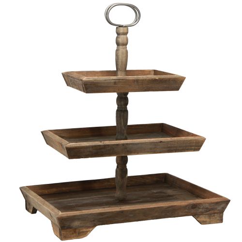 Floristik24 Présentoir à Gâteaux Vintage en Bois à 3 Niveaux Carré Marron 50x40x64cm