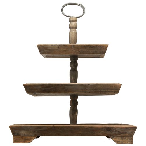 Floristik24 Présentoir à Gâteaux Vintage en Bois à 3 Niveaux Carré Marron 50x40x64cm