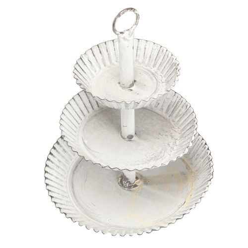 Floristik24 Plateau à 3 étages en métal blanc H23 cm
