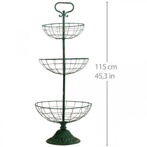 Floristik24 Présentoir à Gâteaux Métal XXL, Présentoir à Gâteaux Vintage Vert H115cm Ø35/30/25.5cm