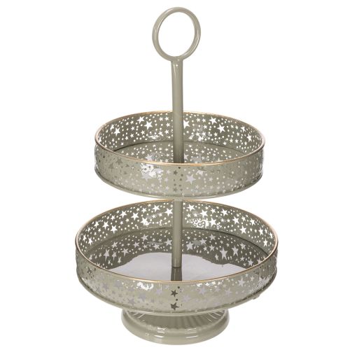 Plateau de service décoratif à deux étages avec poignée, motif étoile, 49 cm