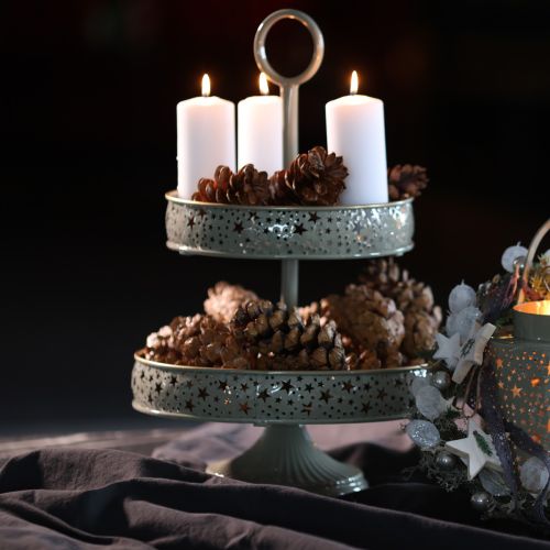 Plateau de service décoratif à deux étages avec poignée, motif étoile, 49 cm | Floristik24.be