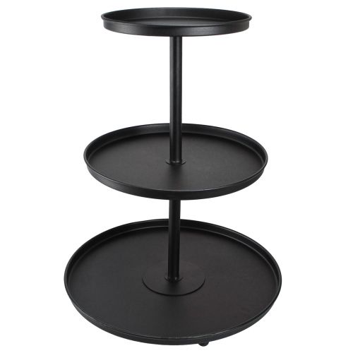 Présentoir à gâteaux noir 3 étages pieds ronds en métal Ø40cm H52cm