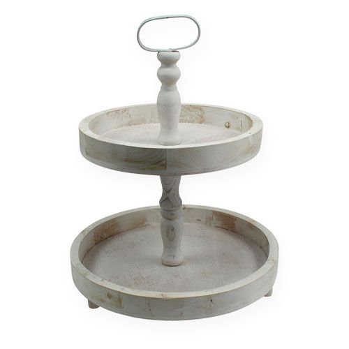 Floristik24 Support de rangement en bois Blanc Ø26cm Ø32cm H47cm