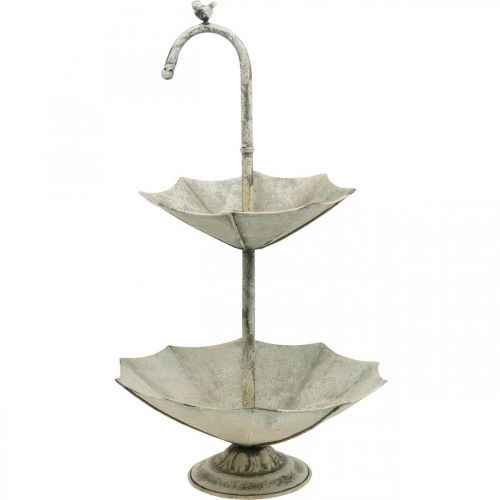 Floristik24 Présentoir vintage Métal Gris Paprapluie avec oiseau 60cm