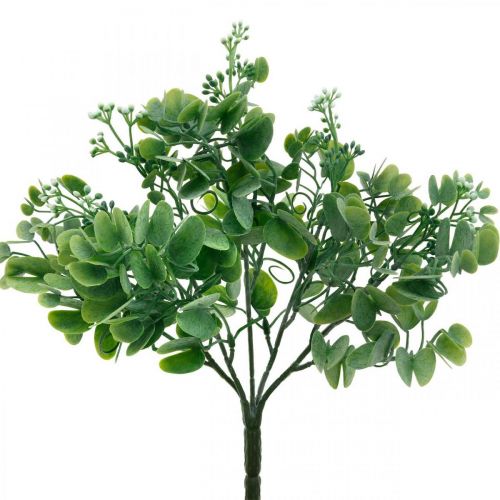 Décoration de mariage Branches d&#39;eucalyptus artificielles avec fleurs Bouquet de décoration Vert, Blanc 26cm