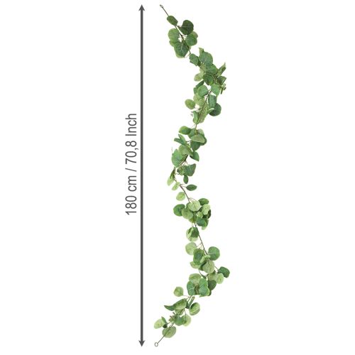 Article Guirlande de feuilles vertes artificielles d&#39;eucalyptus avec 2 œillets 160 cm
