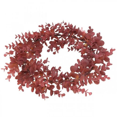 Floristik24 Couronne décorative eucalyptus rouge Couronne artificielle d'eucalyptus Ø32cm