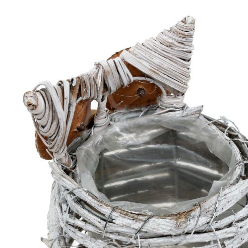 Hibou de plantation blanc 23cm