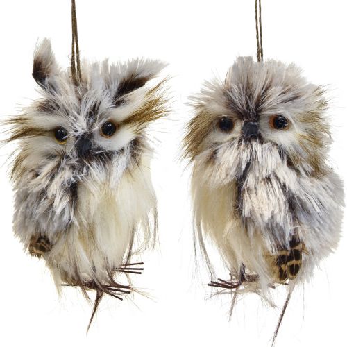 Floristik24 Décoration hibou figurines de hibou petites, décoration animaux de la forêt 11cm blanc-marron 2pcs