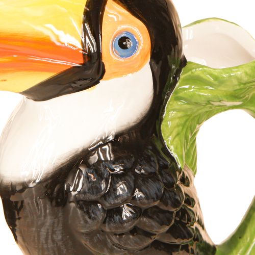 Article Vase décoratif exotique en céramique représentant un toucan coloré 20 × 10 × 24 cm