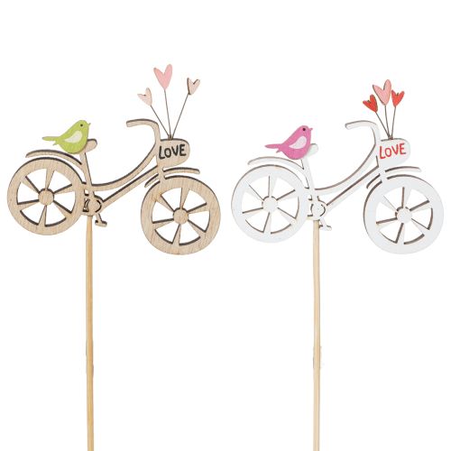 Floristik24 Piquets en bois à motif de vélo pour une ambiance printanière et romantique dans le salon, 8 cm, lot de 12