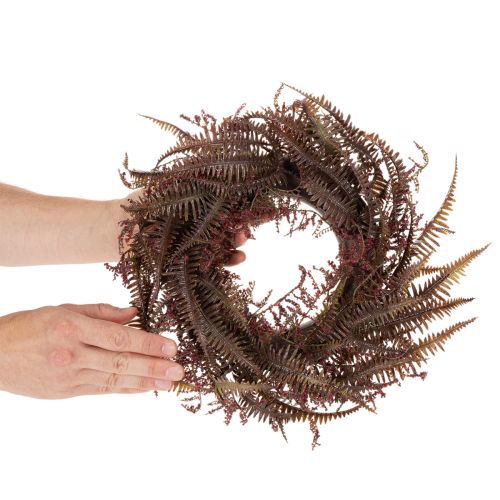 Couronne artificielle avec branches de fougère, décoration d'automne, 35 cm | Floristik24.be