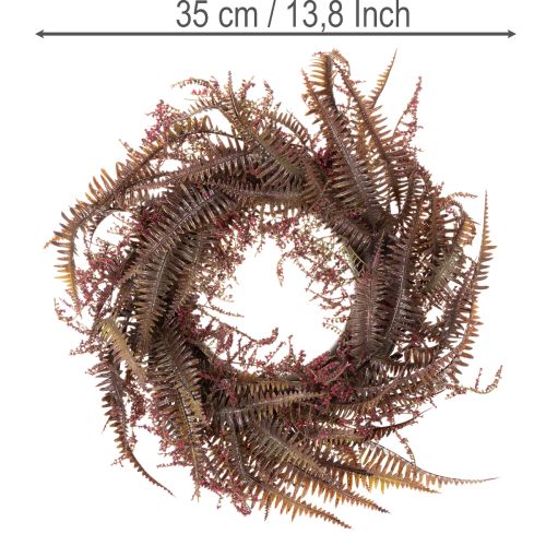 Couronne artificielle avec branches de fougère, décoration d'automne, 35 cm | Floristik24.be