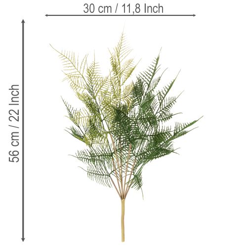 Branche de fougère artificielle décorative, verte, réaliste, 56 cm | Floristik24.be
