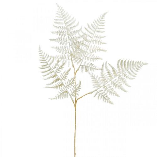 Floristik24 Fougère feuille décorative, plante artificielle, branche de fougère, feuille de fougère décorative blanche L59cm